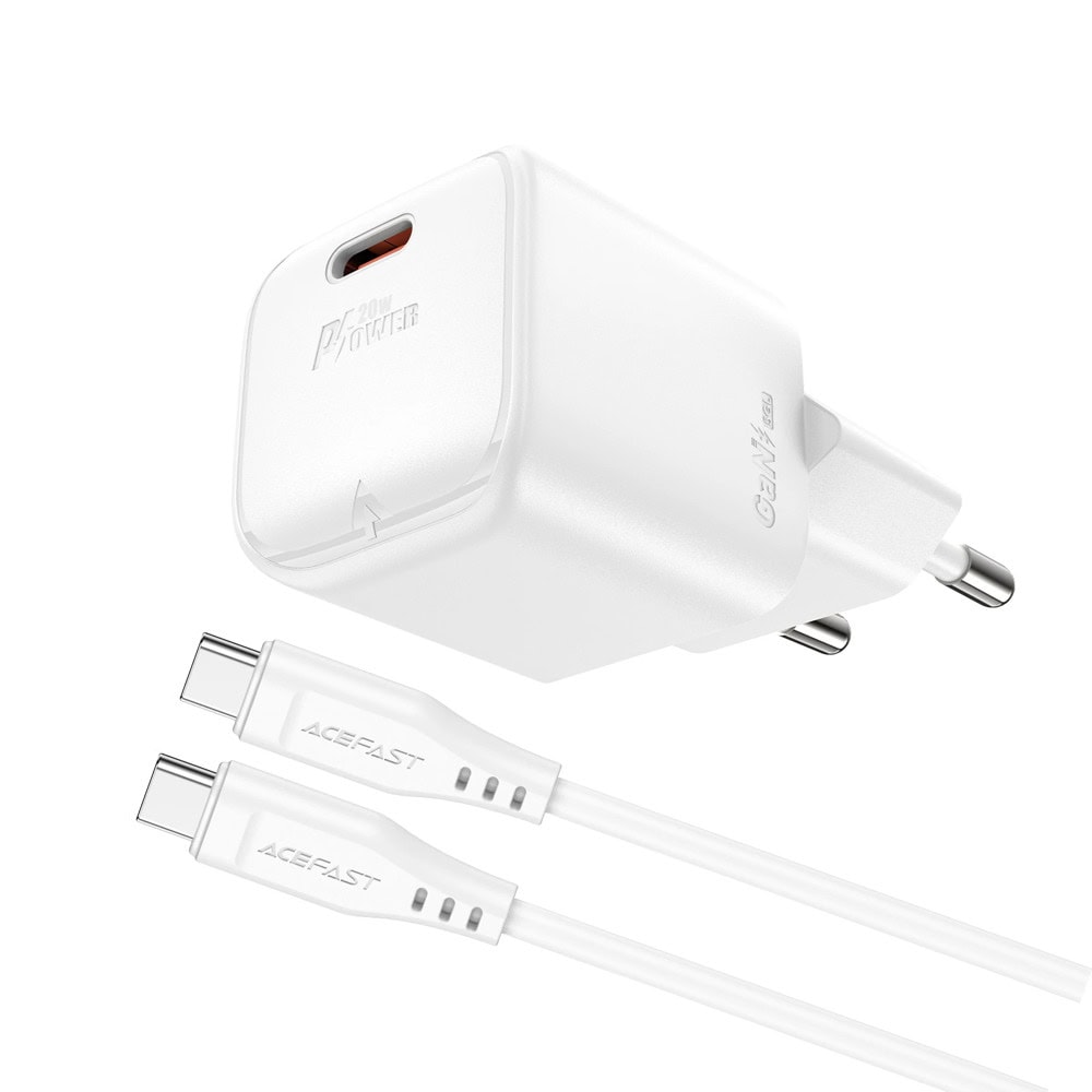 Acefast A73 mini White + USB-C(m) to USB-C(m)