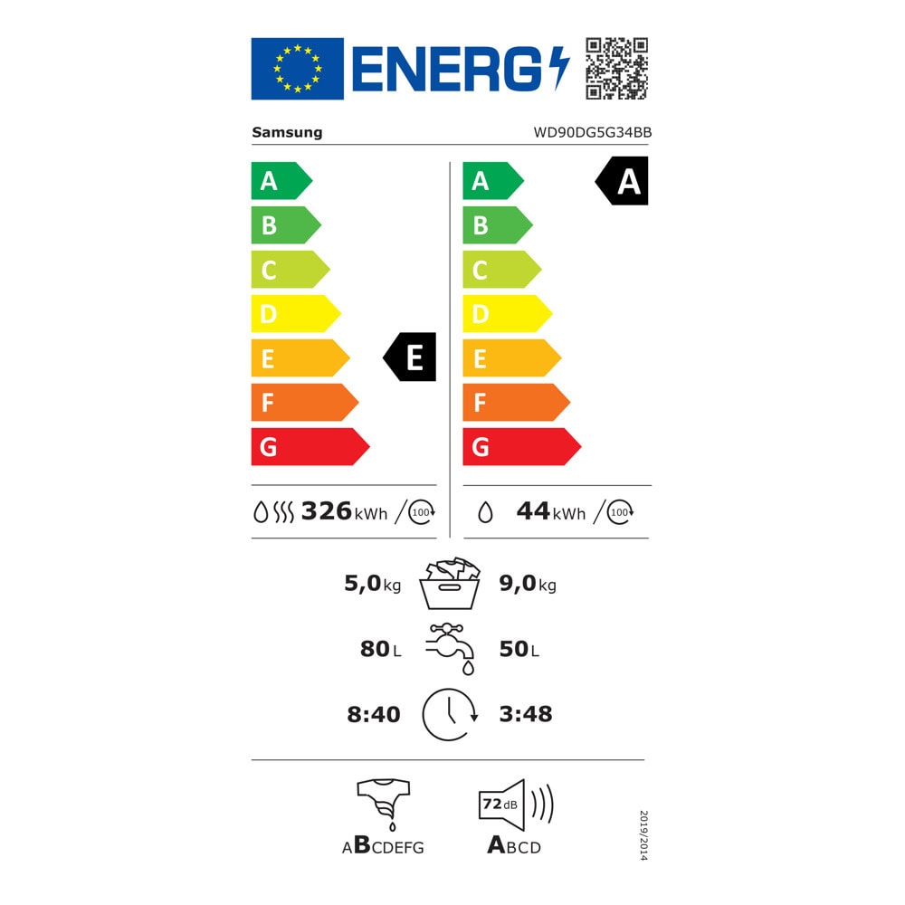 пералня със сушилня samsung wd90dg5g34bble