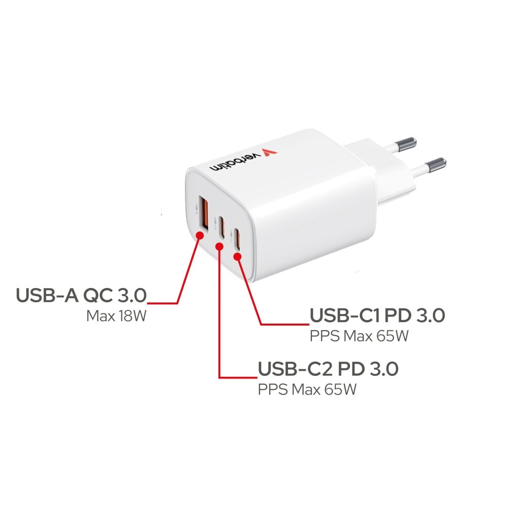 verbatim essentials gan charger 65w eu plug 32353 | JAR Computers verbatim essentials gan charger 65w eu plug 32353