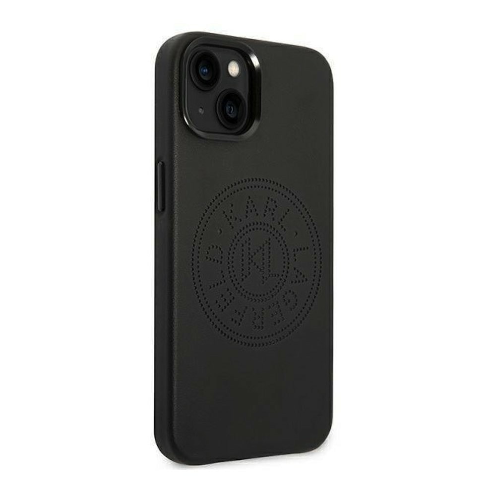 Leather Perforated Logo за iPhone 14 черен