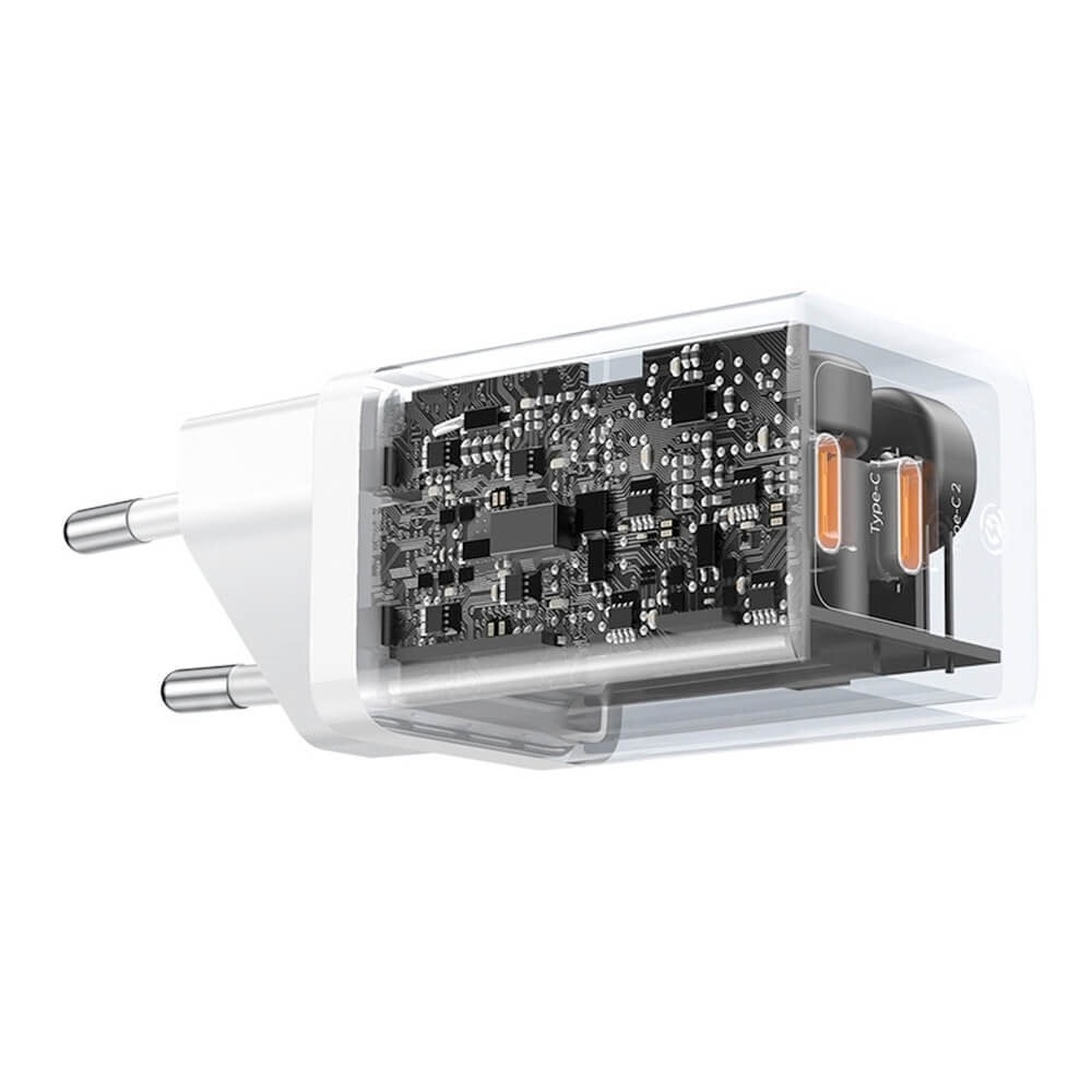 baseus gan5 pro fast dual usb-c 40w бял