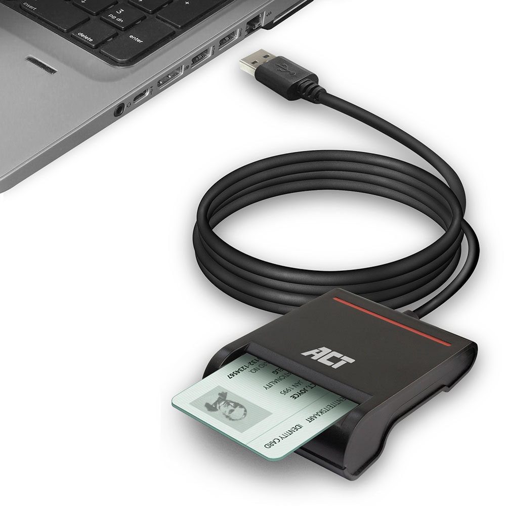 Четец на смарт карти ACT AC6015, USB 2.0, Черен