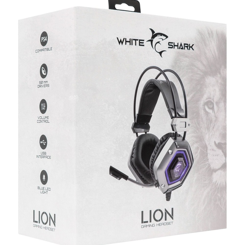 слушалки white shark lion сребристи