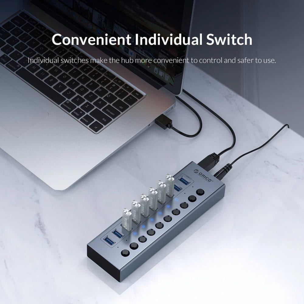 USB хъб Orico BT2U3-7AB-EU-GY-BP