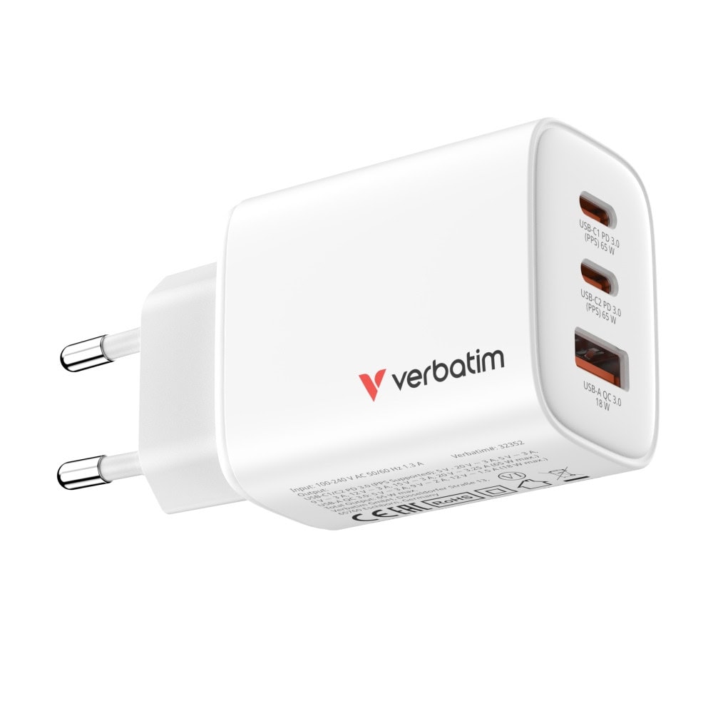 verbatim essentials gan charger 65w eu plug 32353 | JAR Computers verbatim essentials gan charger 65w eu plug 32353