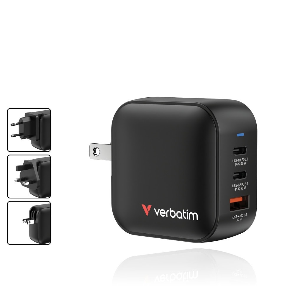 Verbatim Mini GaN Wall Charger 70W 3 Port 32229