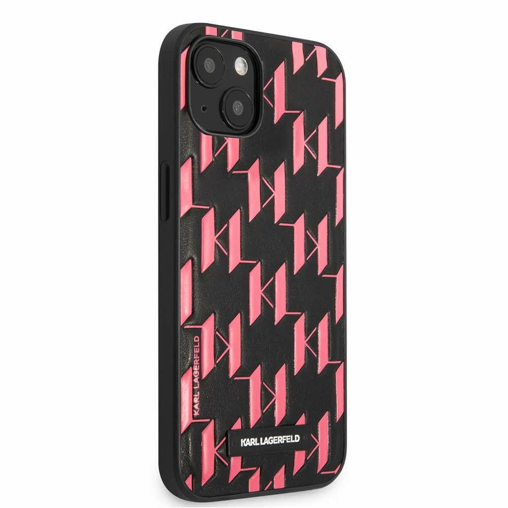 Monogram Plaque Case за iPhone 13 черен