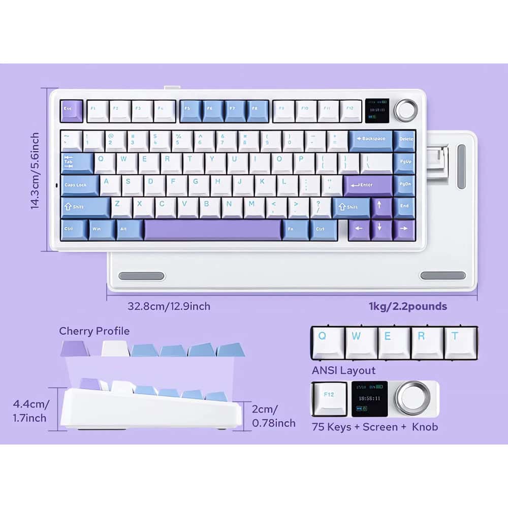 клавиатура aula f75 max reaper switch us white