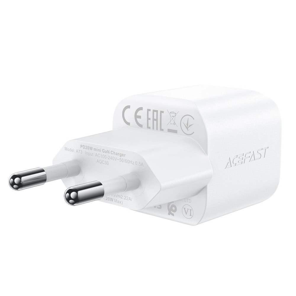 Acefast A73 mini White + USB-C(m) to USB-C(m)