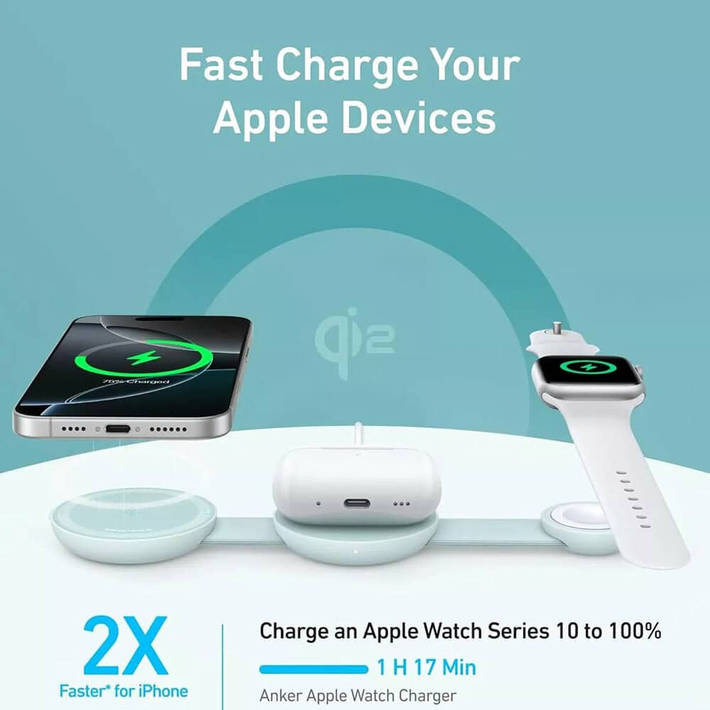Anker MagGo 3-in-1 MagSafe Qi2 Green B25M8H61