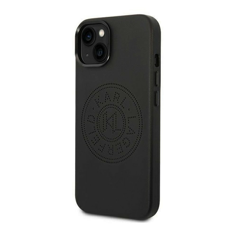 Leather Perforated Logo за iPhone 14 черен