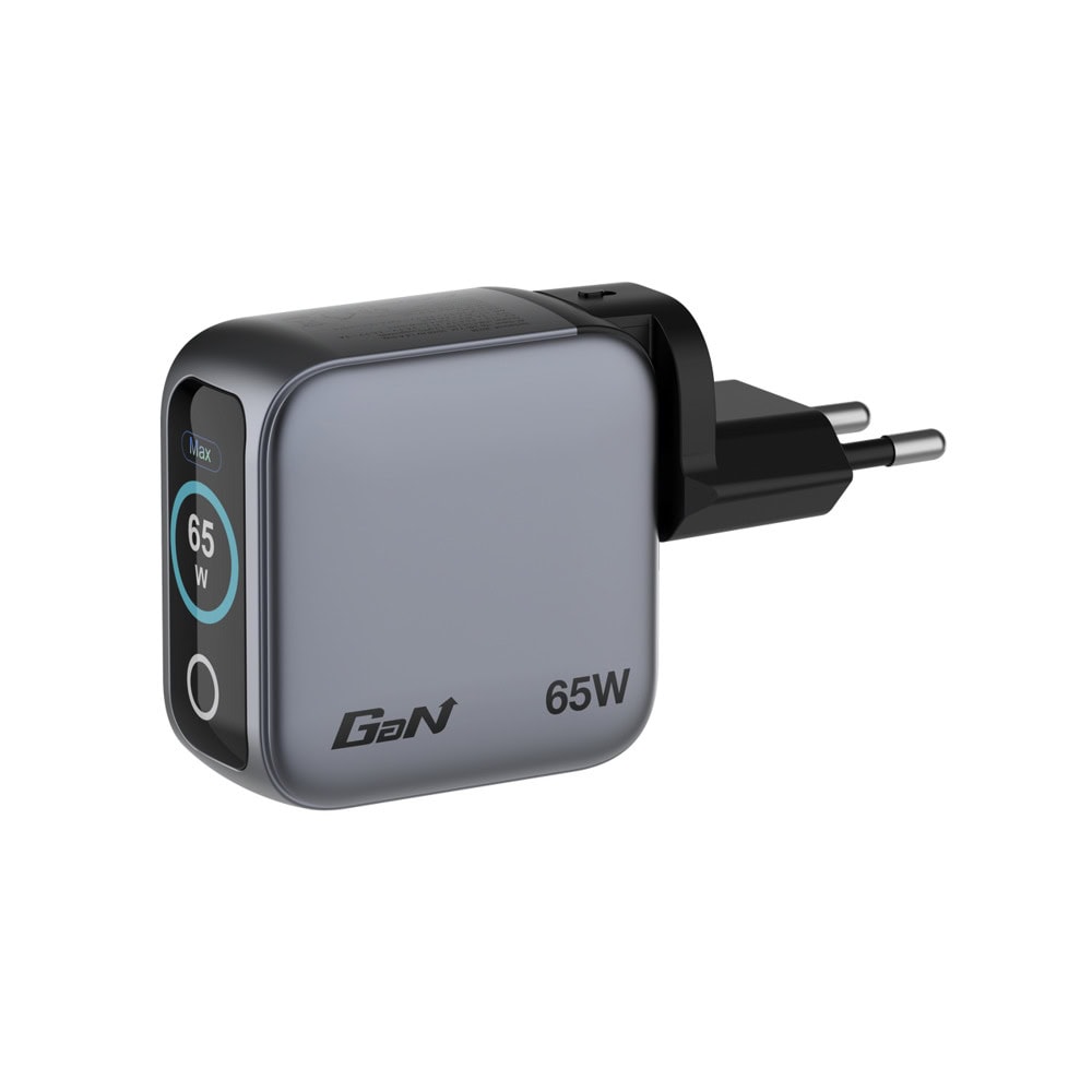 verbatim mini gan charger with display grey 30238