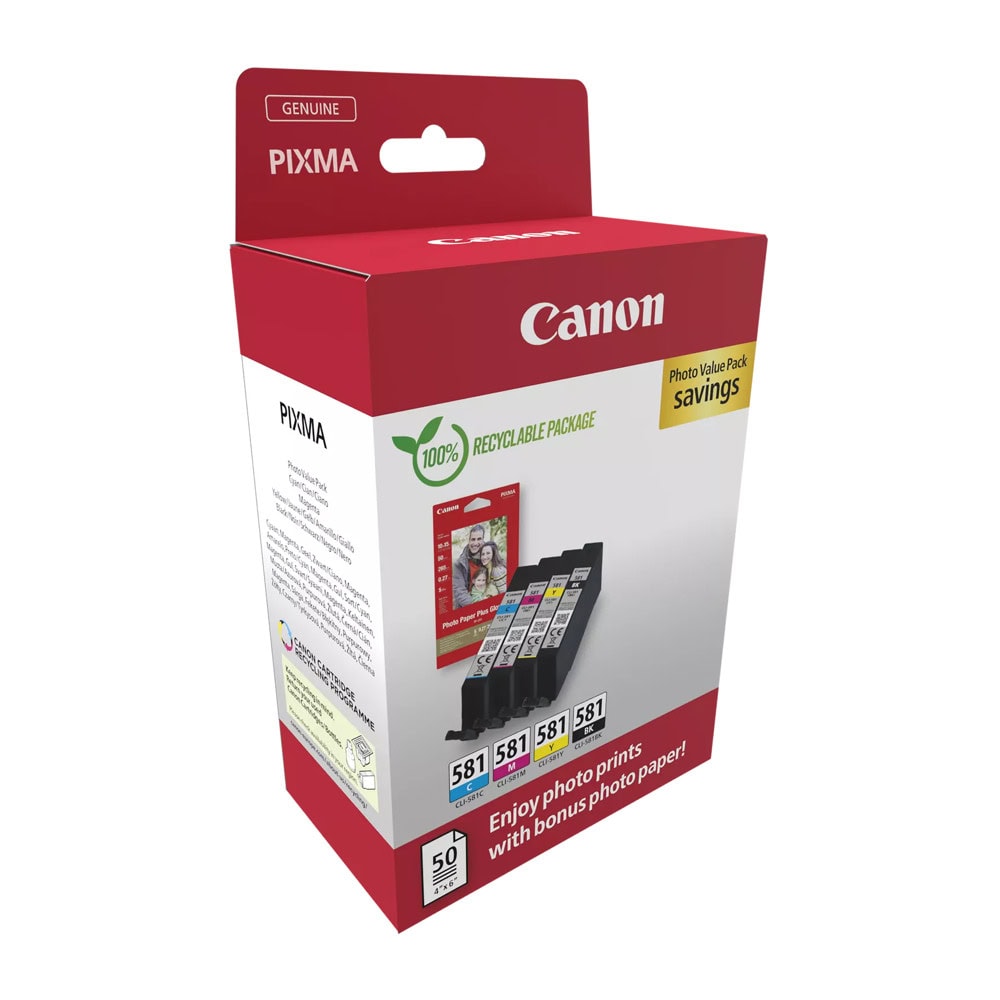 canon cli-581 c/m/y/bk photo value pack 2106c006