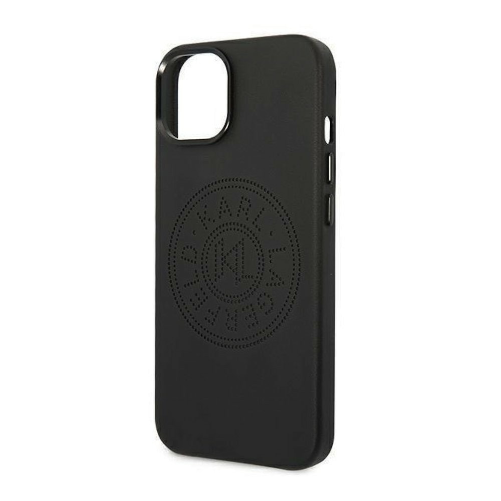 Leather Perforated Logo за iPhone 14 черен