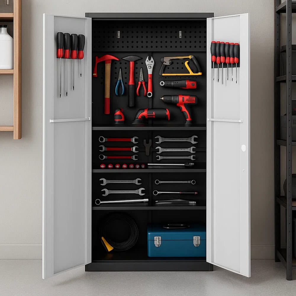 метален шкаф carmen cr-1226 l sand черен-сребърен