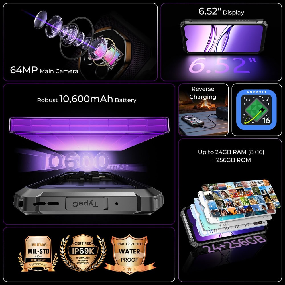 Oukitel G7 4G 64GB/4GB Purple | JAR Computers Oukitel G7 4G 64GB/4GB Purple