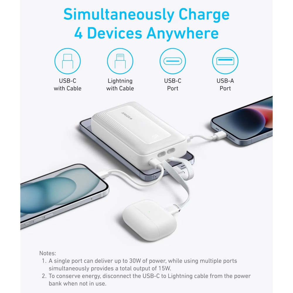 Anker Zolo Power Bank 20K White A1681H21 | JAR Computers Anker Zolo Power Bank 20K White A1681H21