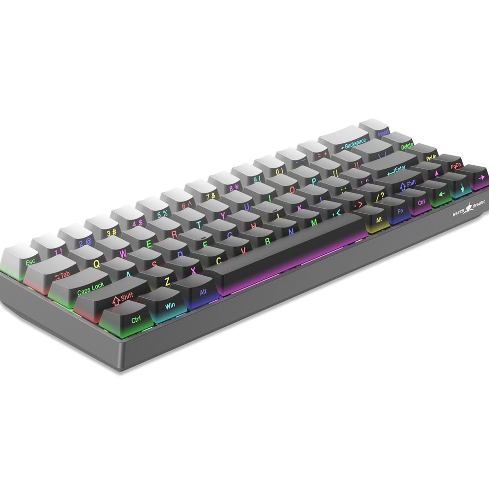 white shark nunchaku red switches grey