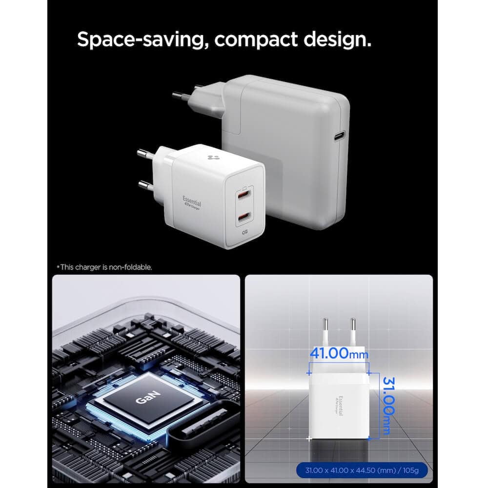 spigen arcstation essential dual 47w бяло