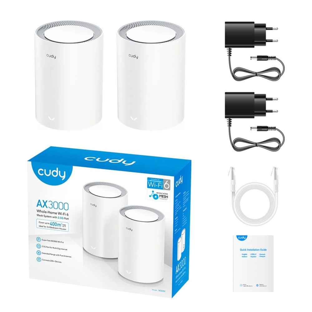 Cudy M3000 (2-pack) White Разопакован продукт | JAR Computers Cudy M3000 (2-pack) White Разопакован продукт