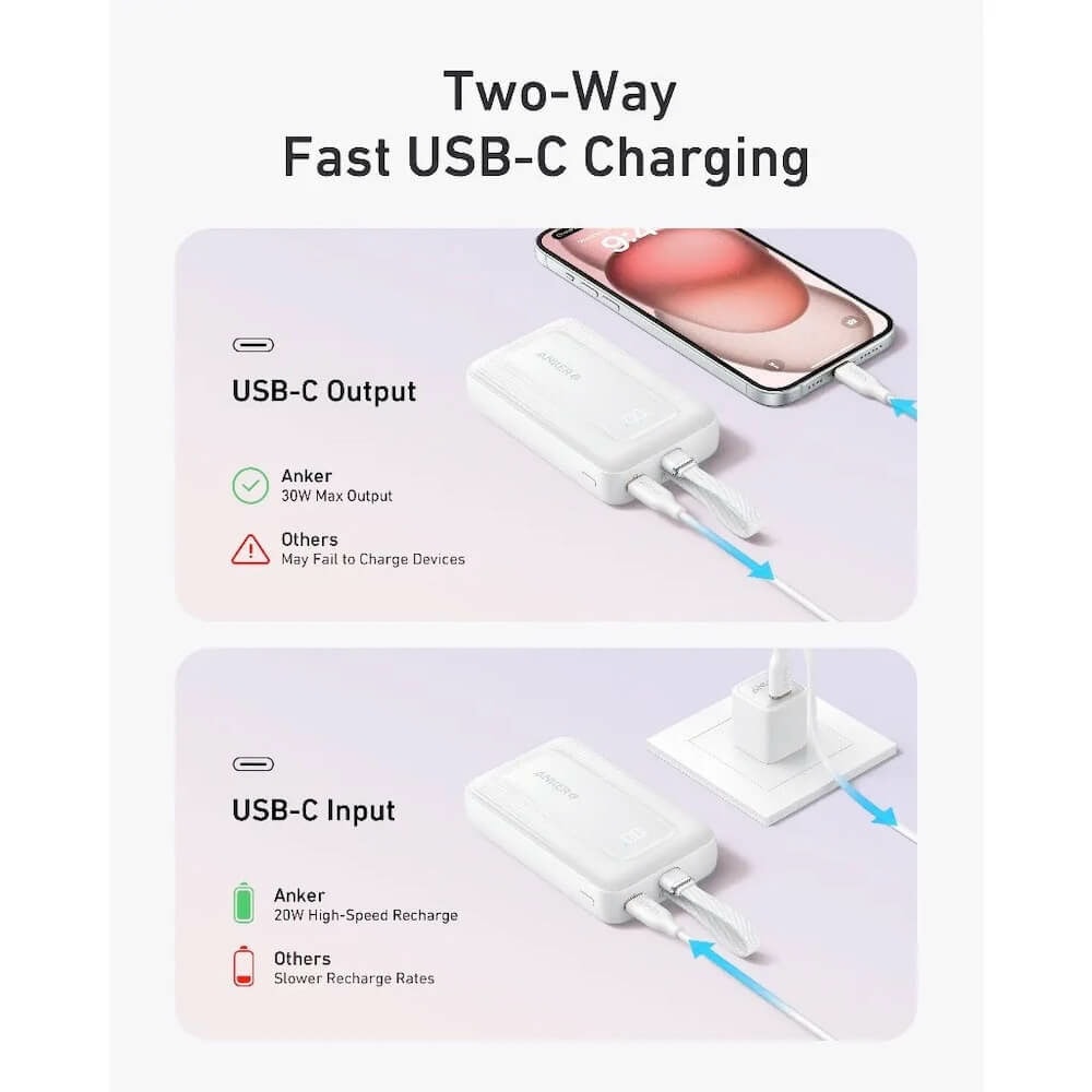 anker zolo power bank 30w 10000 mah светлосин