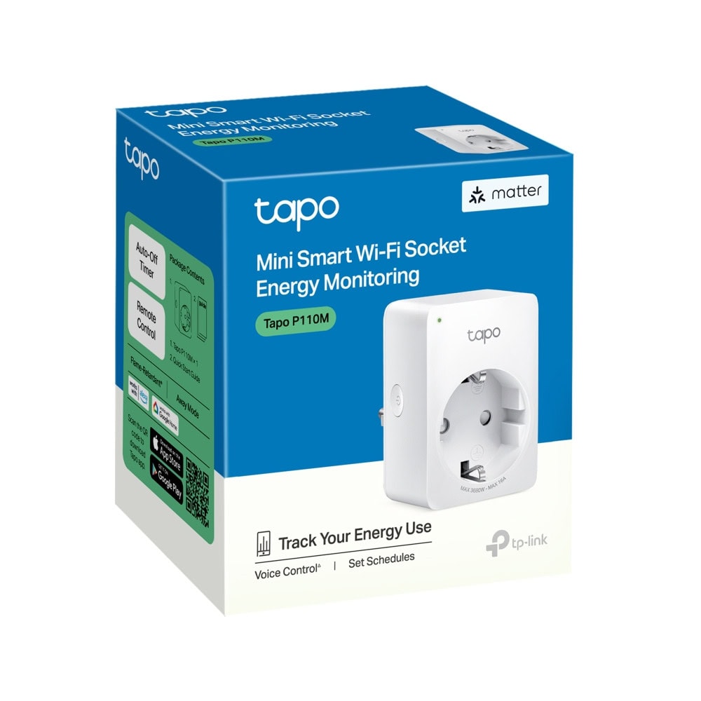 TP-Link Tapo P110M смарт контакт 2990 W Бяла