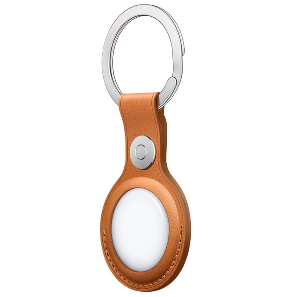 Apple AirTag Leather Key Ring - Golden Brown