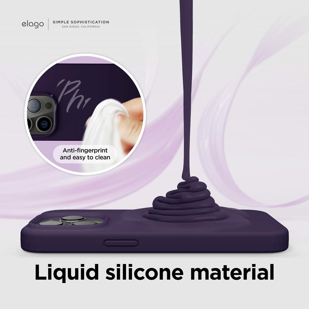 Soft Silicone Case за iPhone 14 Pro тъмнолилав