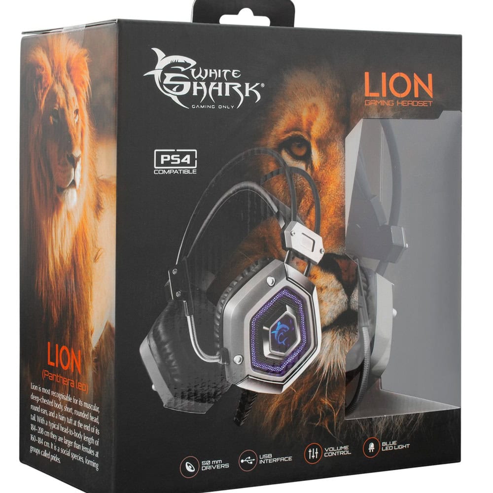 слушалки white shark lion сребристи