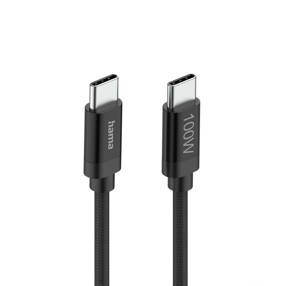 кабел hama fabric usb-c m to usb-c m 100 w 1.5 m