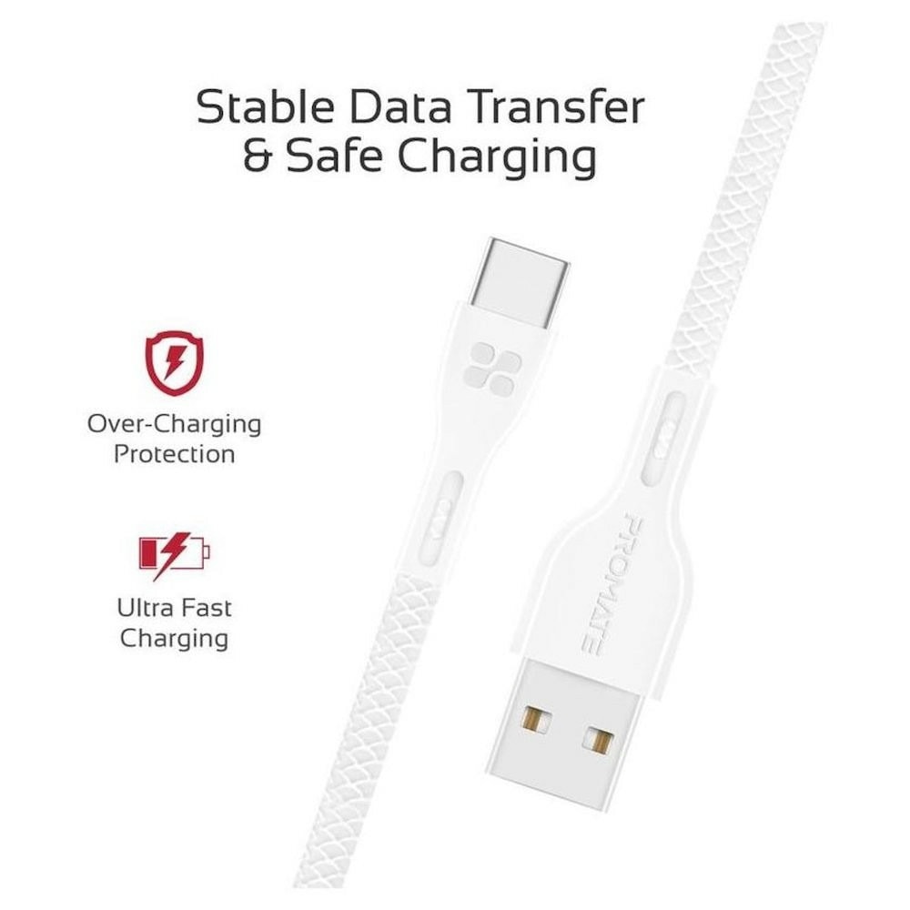 кабел promate usb a м to usb c м 1.2m white