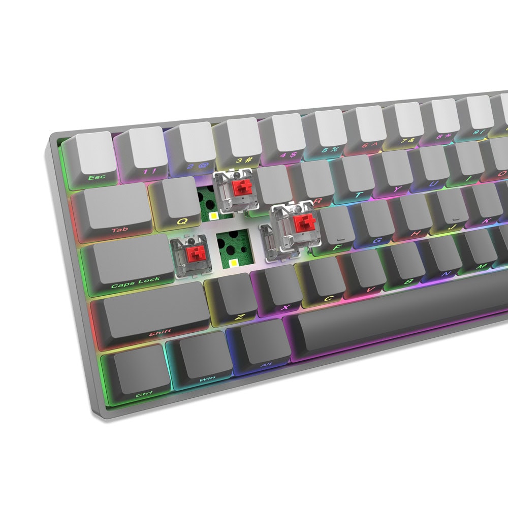 white shark nunchaku red switches grey