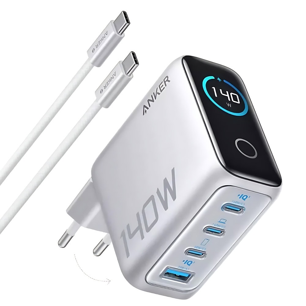 Anker Zolo GaN Wall Charger Smart Display 140W Sil | JAR Computers Anker Zolo GaN Wall Charger Smart Display 140W Sil