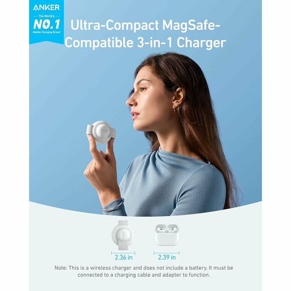 Anker MagGo 3-in-1 MagSafe Qi2 White B25M8H21