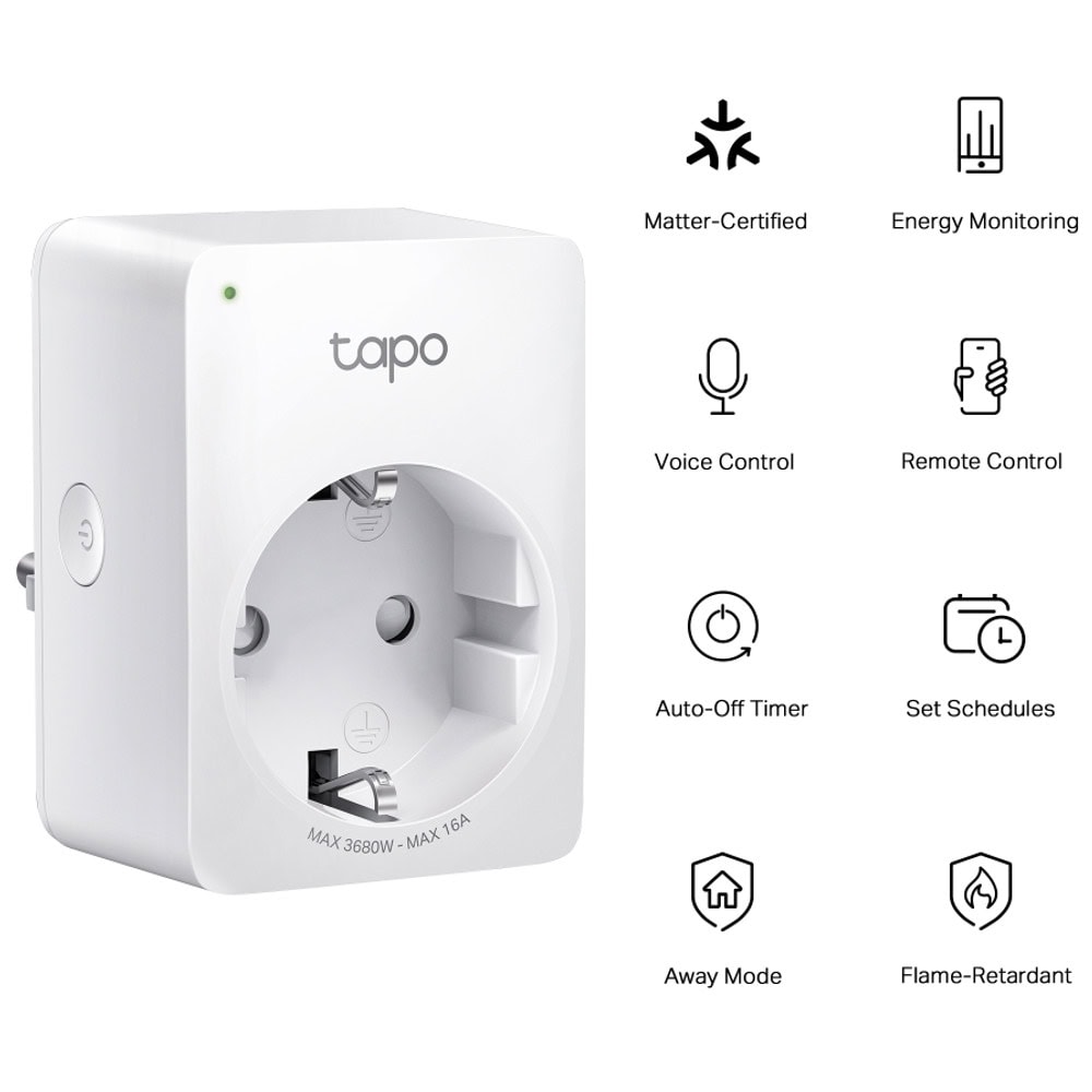 TP-Link Tapo P110M смарт контакт 2990 W Бяла