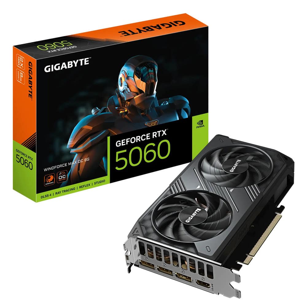 GIGABYTE GeForce RTX 5060 WINDFORCE MAX OC | JAR Computers GIGABYTE GeForce RTX 5060 WINDFORCE MAX OC
