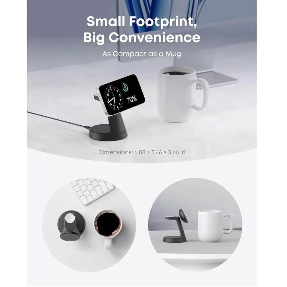 Anker MagGo 3-in-1 MagSafe Qi2 15W Black | JAR Computers Anker MagGo 3-in-1 MagSafe Qi2 15W Black