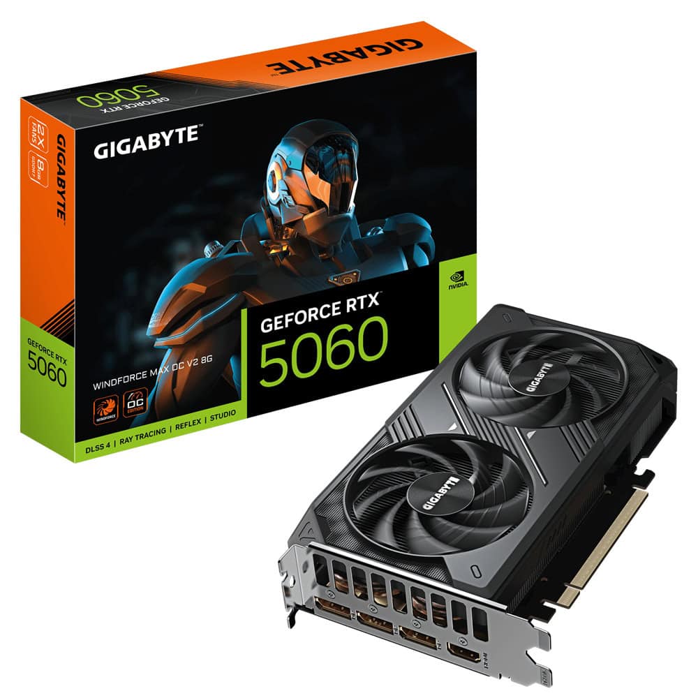 Gigabyte GeForce RTX 5060 WINDFORCE MAX OC V2 | JAR Computers Gigabyte GeForce RTX 5060 WINDFORCE MAX OC V2