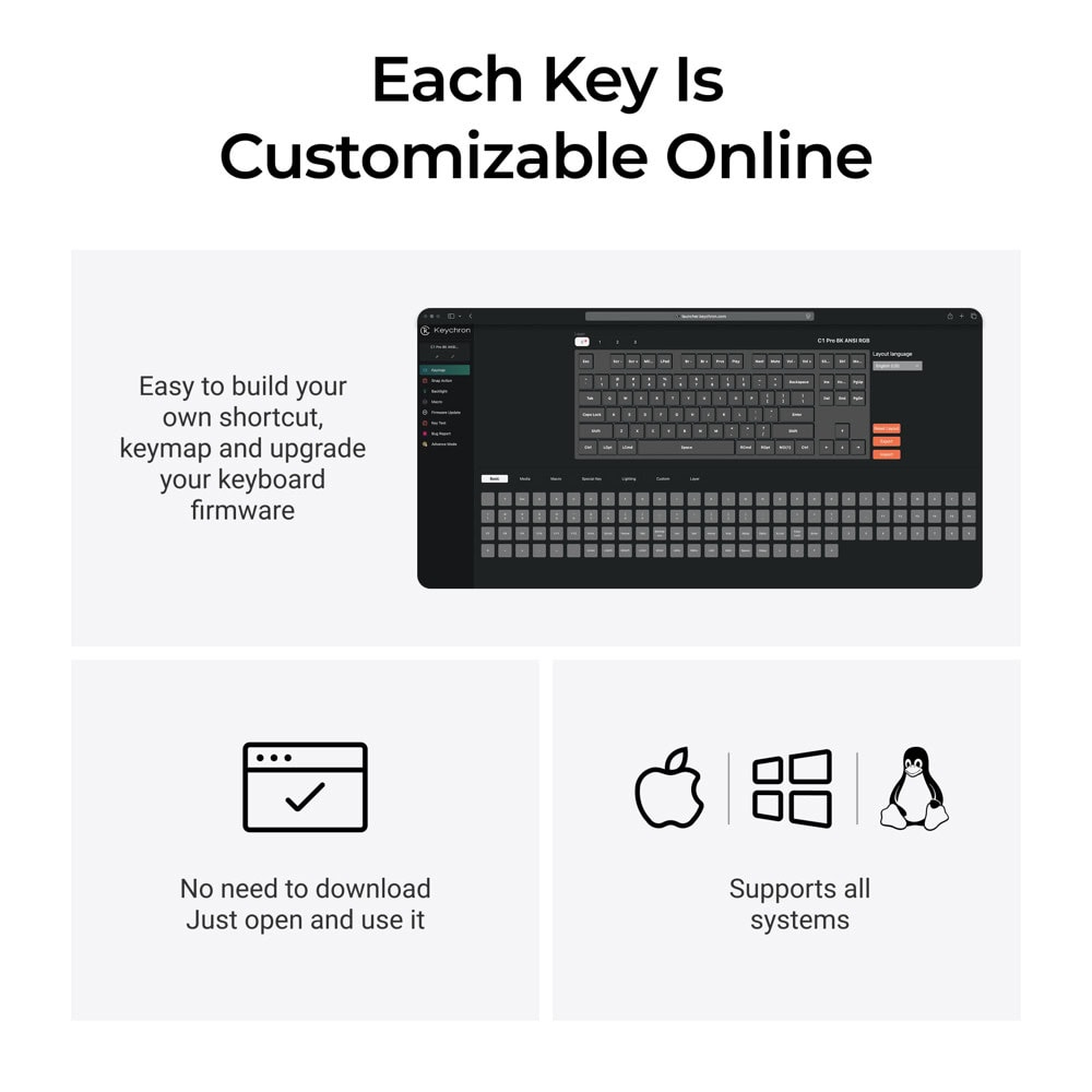 keychron c1 pro 8k qmk super red switch c1px-m1 | JAR Computers keychron c1 pro 8k qmk super red switch c1px-m1