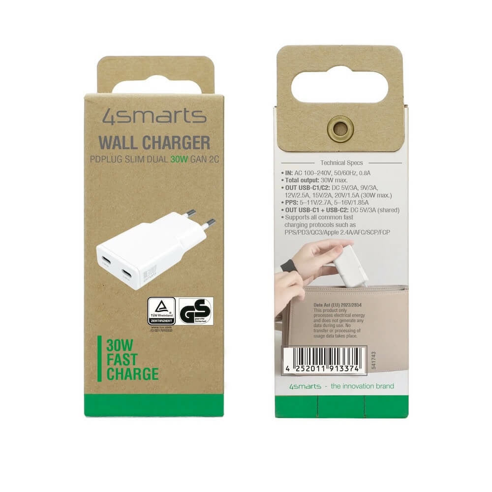 4smarts gan pdplug slim duos 2c 30w бял