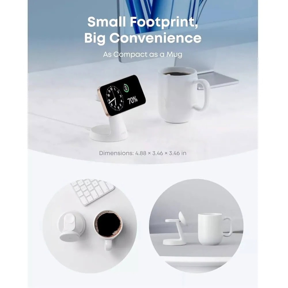 Anker MagGo 3-in-1 MagSafe Qi2 15W White | JAR Computers Anker MagGo 3-in-1 MagSafe Qi2 15W White