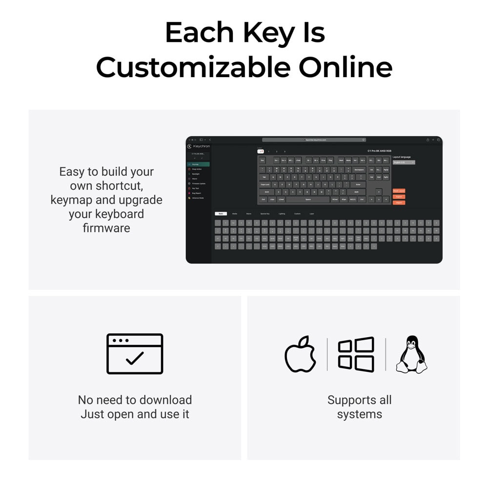 keychron c1 pro 8k qmk super brown switch