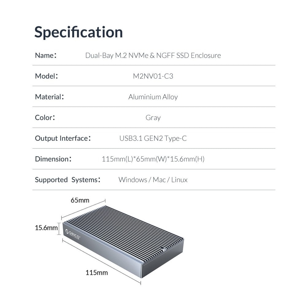 Orico M2NV01-C3-US-GY-BP