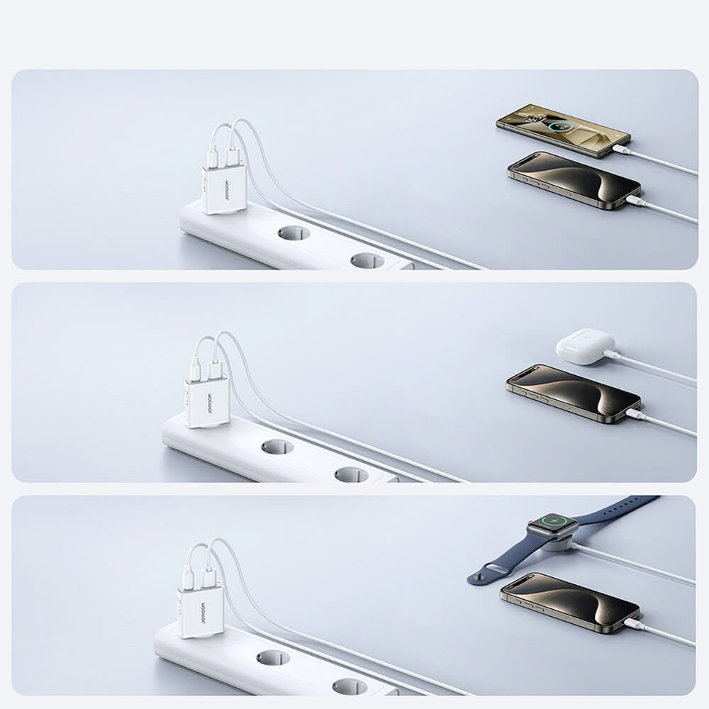 joyroom super slim dual port 20w бял