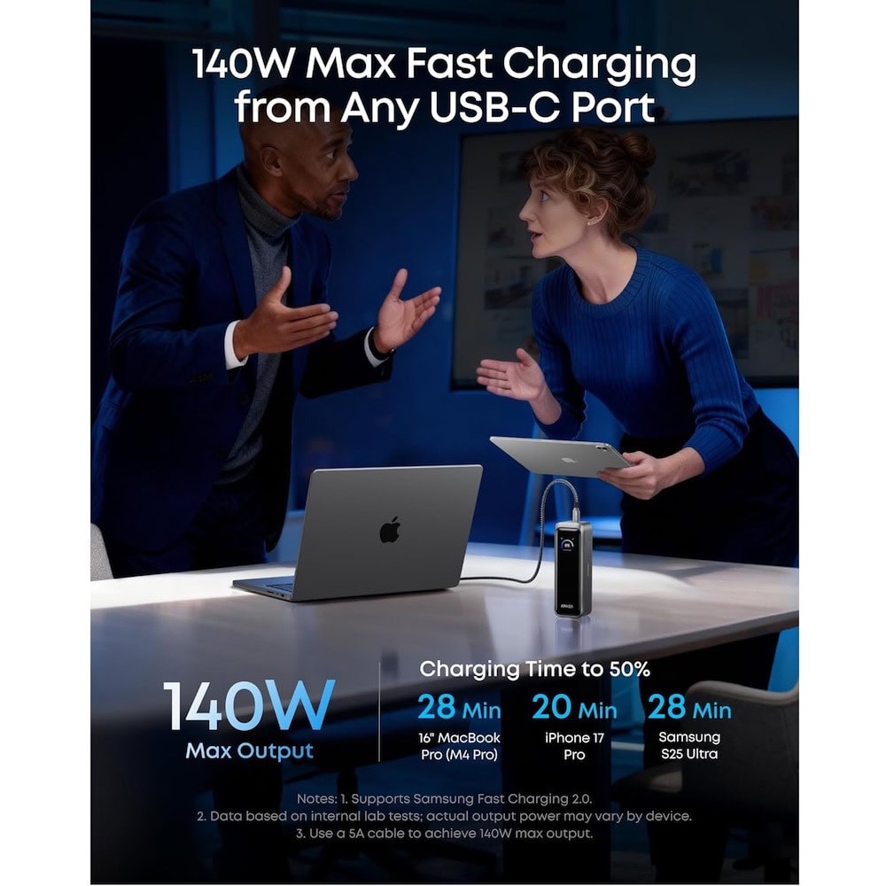 anker prime power bank 20100 mah 220w тъмносив