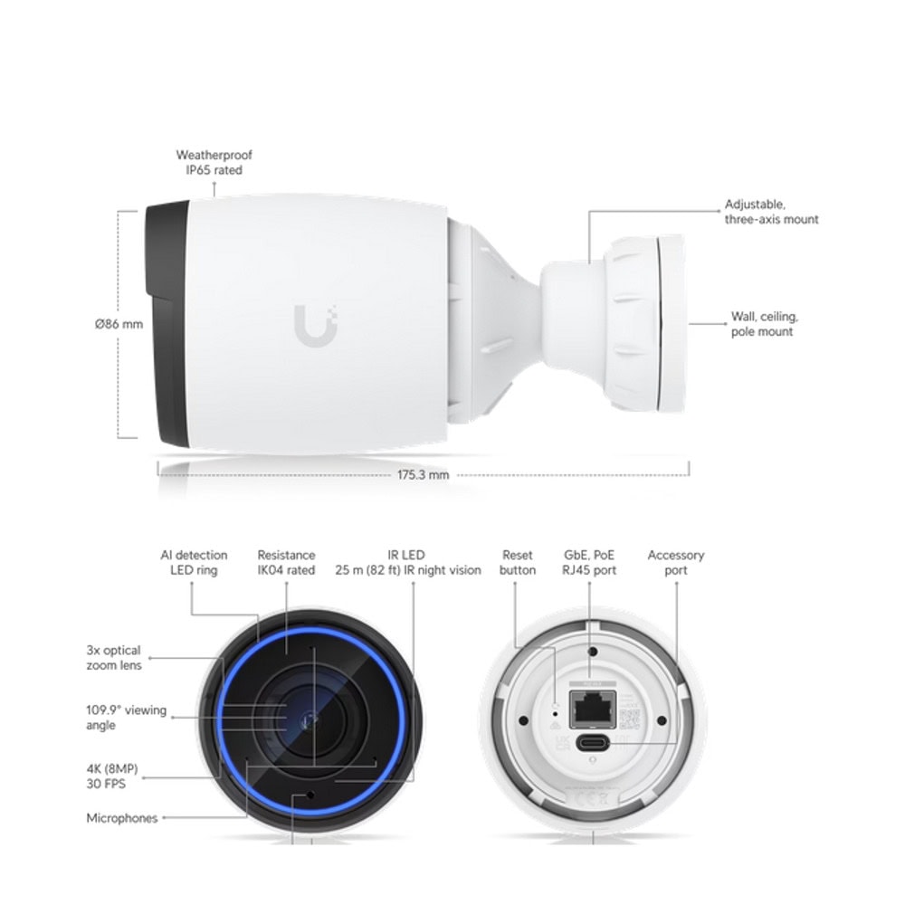 Ubiquiti AI Pro White UVC-AI-PRO-WHITE | JAR Computers Ubiquiti AI Pro White UVC-AI-PRO-WHITE