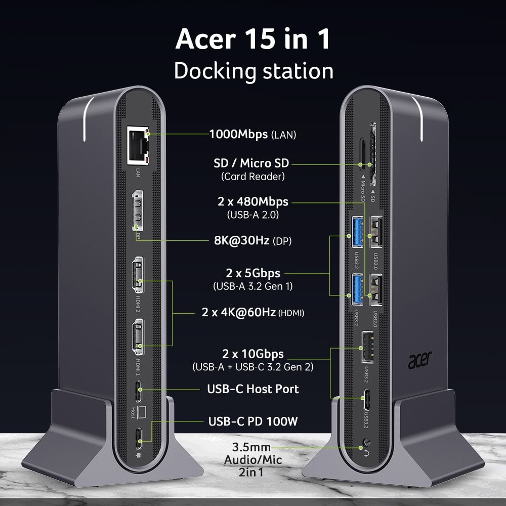 Acer Universal Docking Station 15-in-1 | JAR Computers Acer Universal Docking Station 15-in-1