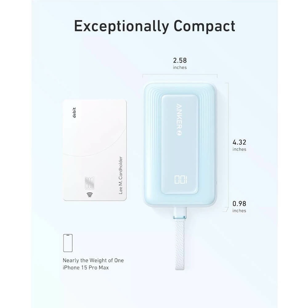 anker zolo power bank 30w 10000 mah светлосин