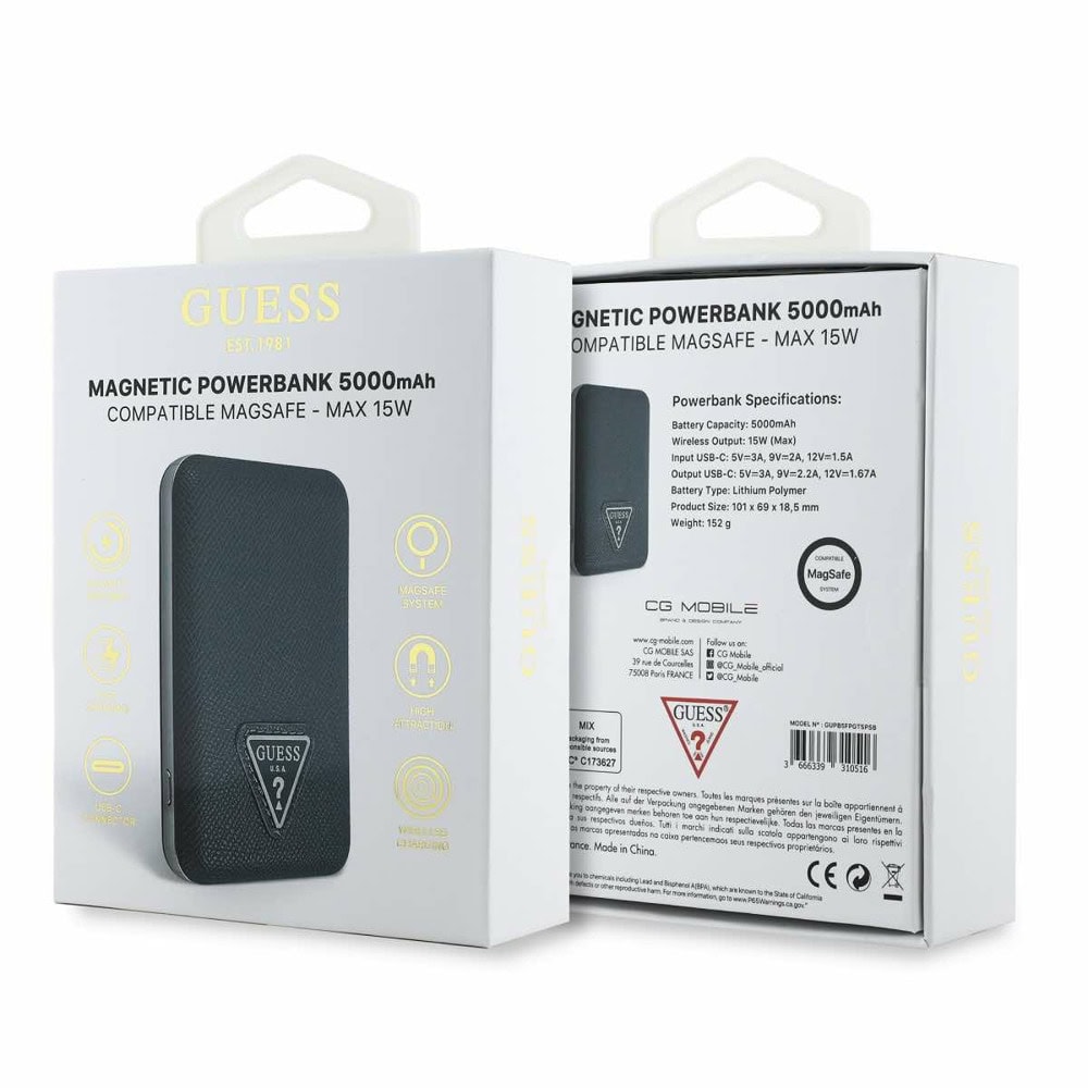 guess pu grained triangle logo 5000mah син