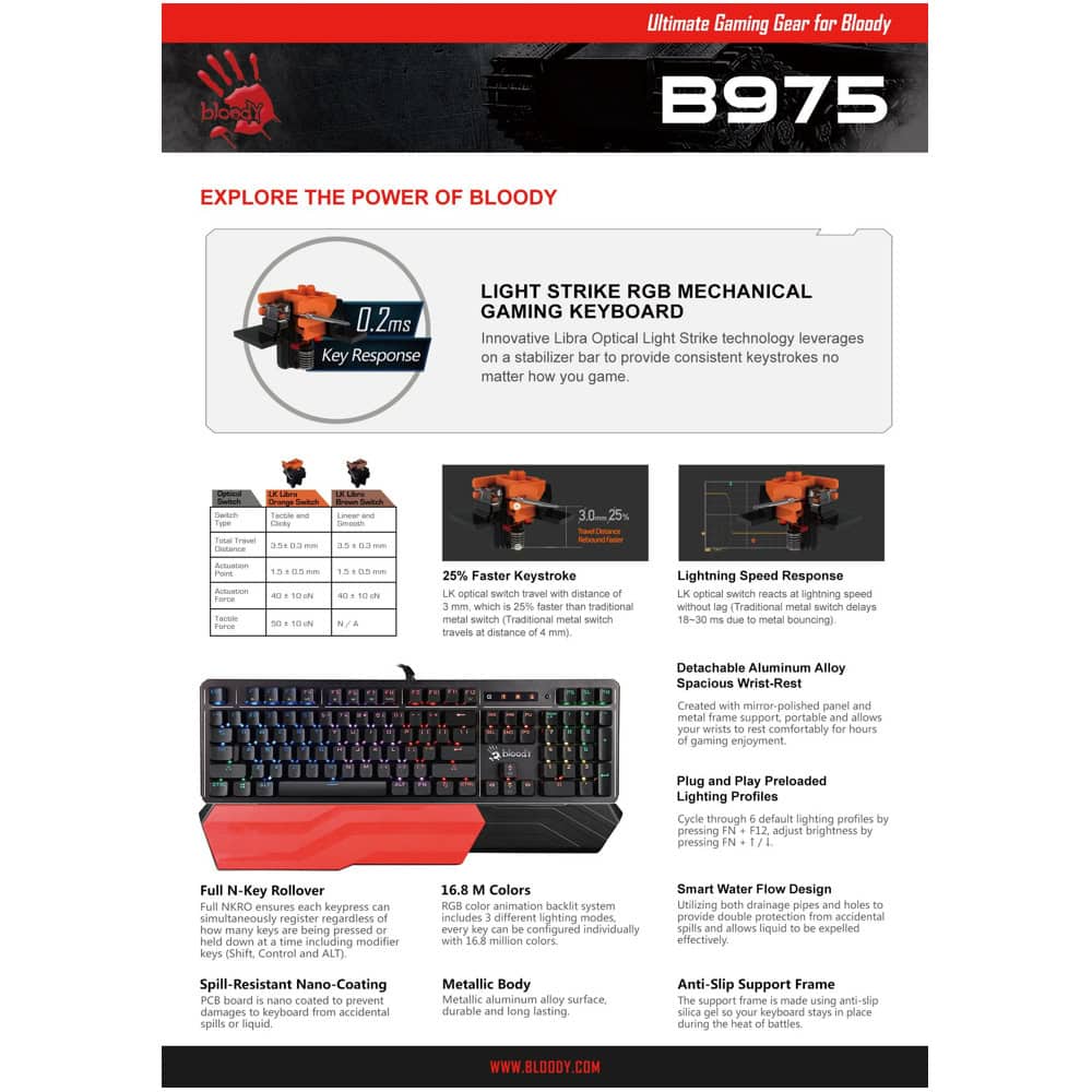 Клавиатура A4tech Bloody B975 черна
